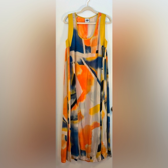 NATASHA GAN Colorful Floor Length Dress, Size 10. 100% Silk. - Picture 1 of 3